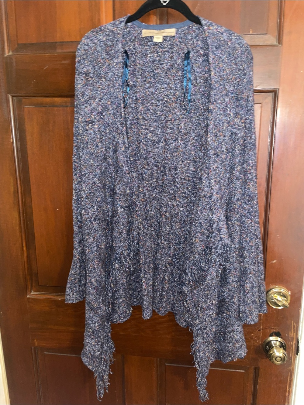Vintage America Blue Multicolor Knit High-Low Skirt
